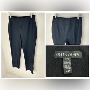 Eileen Fisher Black Viscose Knit Pull-On‎ Pants Size Medium Minimalist Lagenlook